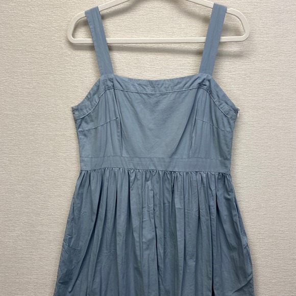 Umgee USA Women Blue Tiered Midi Dress Square Neck Sleeveless Cotton Blend Sz M - Picture 2 of 9
